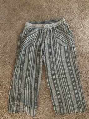 Westbound Striped Wide-Leg Cropped Pants in Black and Cream